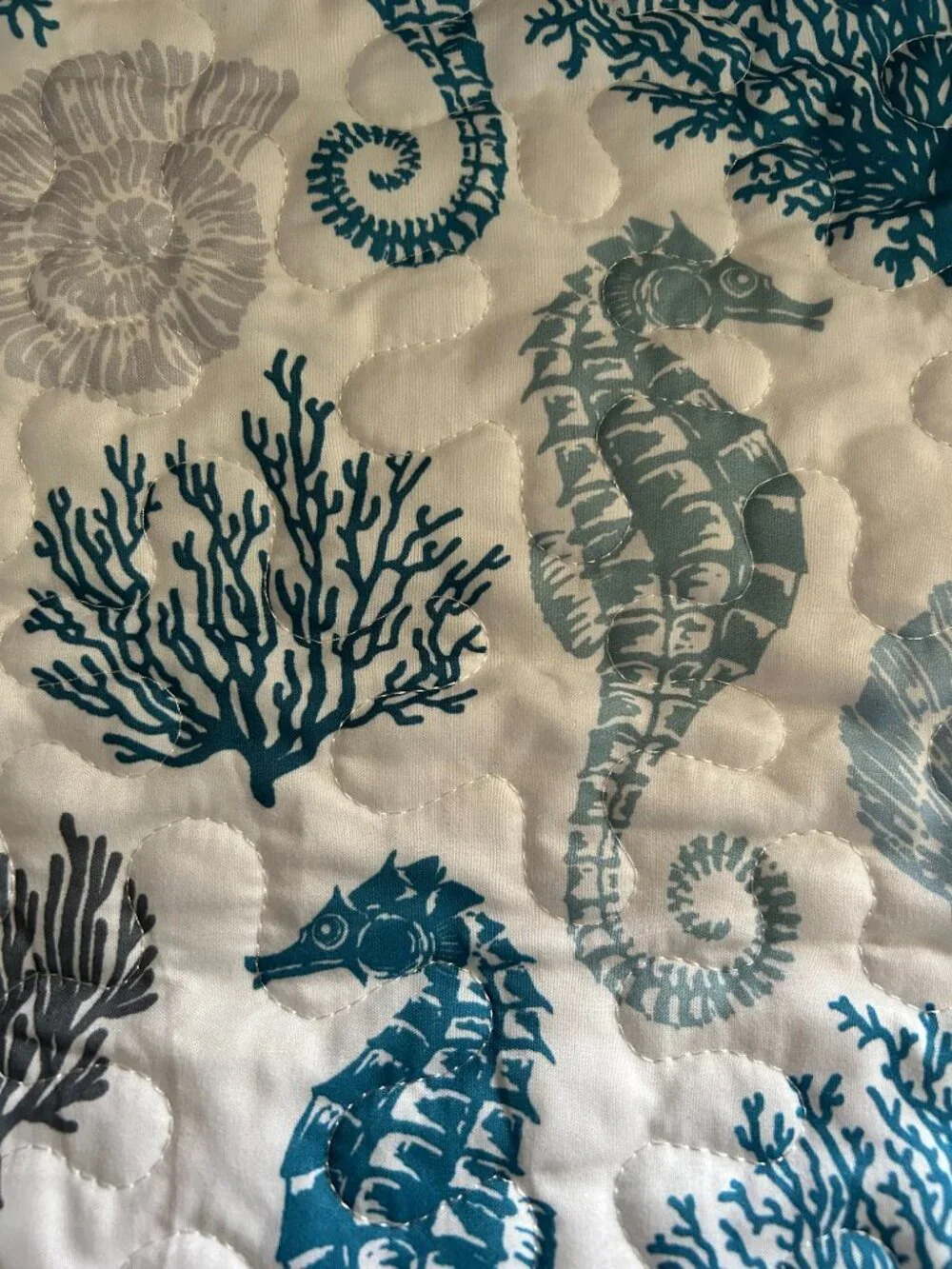 Love's Cabin Beach Seashore Print Quilted Pair Pillow Shams 23